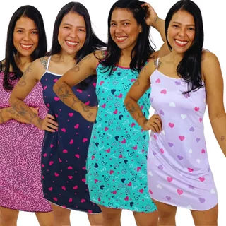 Camisolas estampadas com corações em várias cores, alternativa para variar o guarda-roupa de dormir